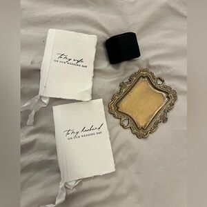 Elegant Wedding Vow Books and Gold Tray Set
